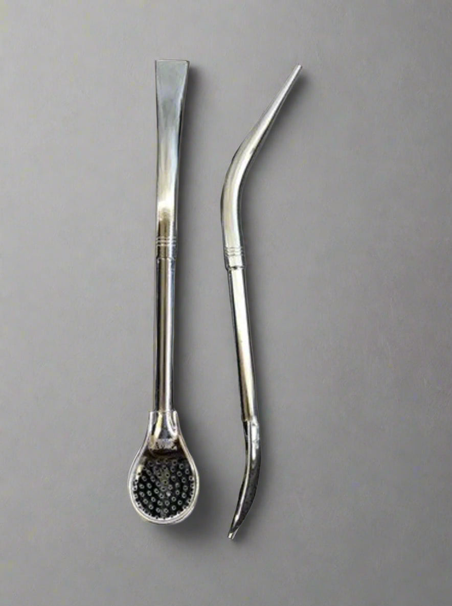 Pajita de mate de acero inoxidable Tres Mates - Diseño Pico de Loro (Bolsa de algodón reutilizable incluida)