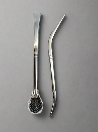 Pajita de mate de acero inoxidable Tres Mates - Diseño Pico de Loro (Bolsa de algodón reutilizable incluida)