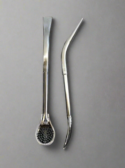 Pajita de mate de acero inoxidable Tres Mates - Diseño Pico de Loro (Bolsa de algodón reutilizable incluida)