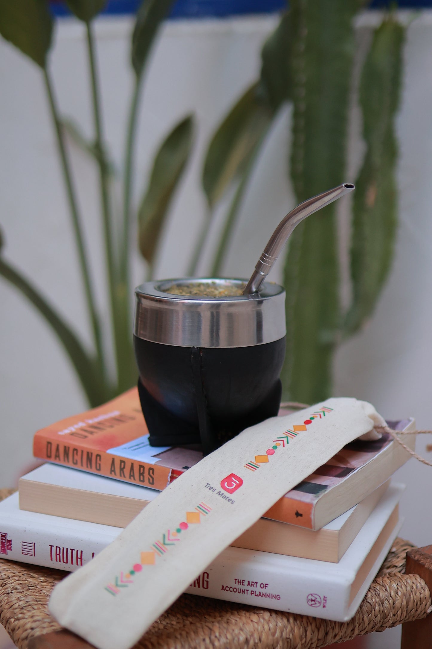 Pajita de mate de acero inoxidable Tres Mates - Diseño Pico de Loro (Bolsa de algodón reutilizable incluida)